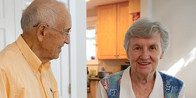 Image of an older couple talking