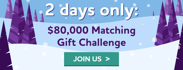 2 days only: $80,000 Matching Gift Challenge