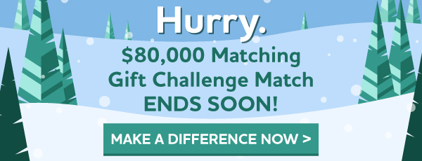 Hurry. $80,000 Matching Gift Challenge ends soon!