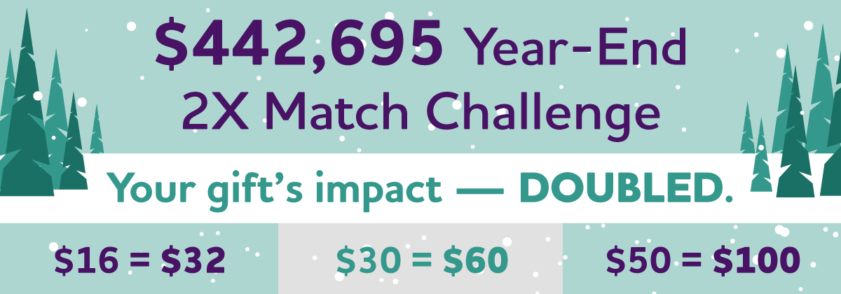 $442,695 Year-End 2X Match Challenge