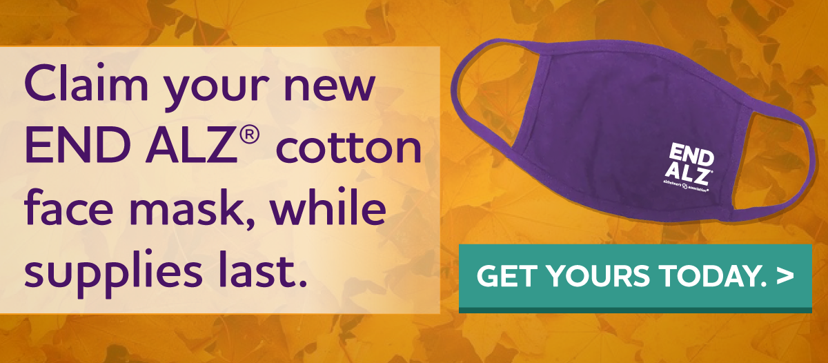 Get your END ALZ cotton mask