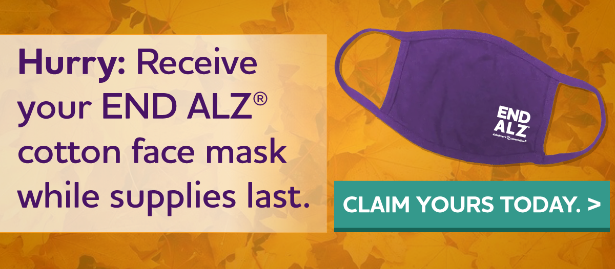 Get your END ALZ cotton mask