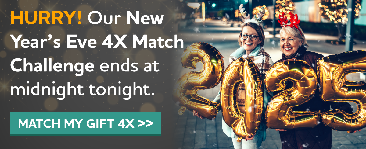 Our New Year's Eve 4X Match Challenge ends at midnight tonight.