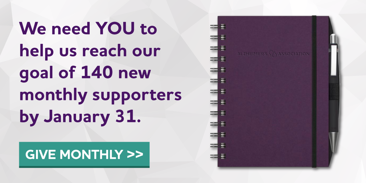 We need YOU to help us reach our goal of 140 new monthly supporters by Jan. 31.