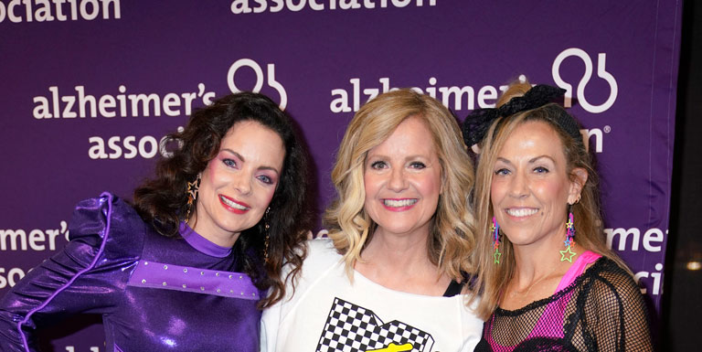 Kimberly Williams-Paisley, Bonnie Hunt, and Sheryl Crow in '80s outfits.